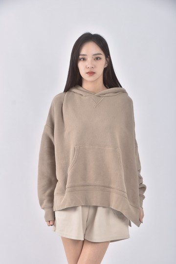 (F) ungrid質感連帽棕色長袖上衣