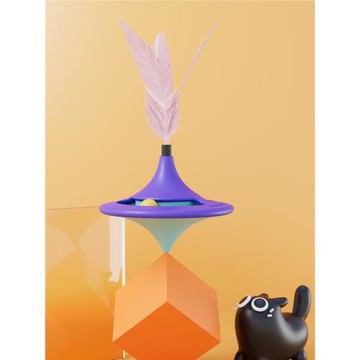 QZee 貓咪玩具不倒翁陀螺逗貓棒羽毛自嗨解悶吸盤逗貓磨牙耐咬