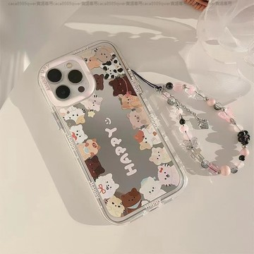 可愛鏡面貓咪 適用 蘋果 iPhone 15 矽膠防摔殼 11 12 13 14 Pro Max 手機殼 i15保護殼
