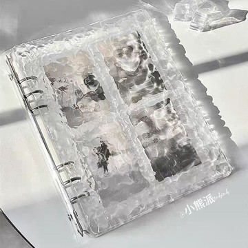 【✨台灣出貨✨】透明水晶波紋卡冊 A5活頁四宮格 三寸愛豆 拍立得 追星小卡相冊 收納冊 卡通週邊 可愛收藏生日禮物收藏