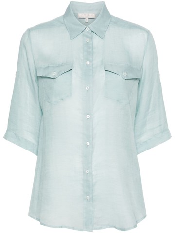 Antonelli - classic-collar ramie shirt - women - Ramie - 42 - Blue