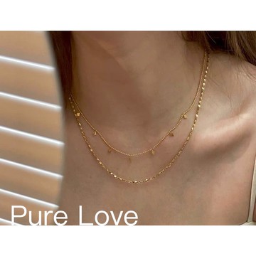 Pure Love樂芙 / 正韓 鈦鋼【L316醫療鋼】G0007簡約幾何菱形雙層鎖骨鏈 短項鏈 / 金