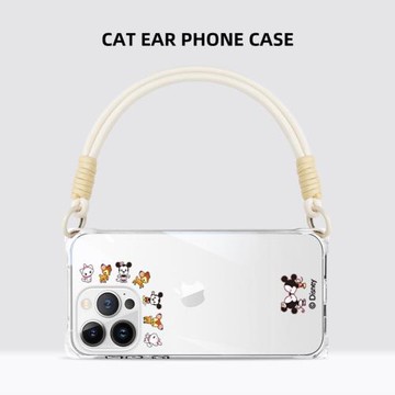 【Disney正版】適用蘋果16Pro手機殼透明背帶斜挎iPhone16手提短掛繩15/16pro硅膠全包防摔14/13可愛卡通12女