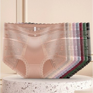 Zxyouping 3 件高腰三角褲 M-XXL 大碼女式內褲無縫內褲透明蕾絲內衣性感女士內衣