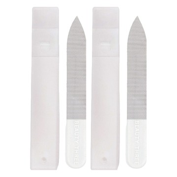 BEAUTY THREE 永和三美人 台灣公司貨 光澤感 玻璃亮甲銼刀 附收納盒  2支  白色