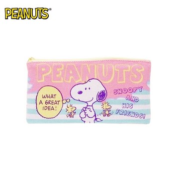 糊塗塔克款【日本正版】史努比 帆布 扁筆袋 M號 鉛筆盒 筆袋 收納包 Snoopy PEANUTS - 295101