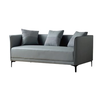 文創集 夏爾灰貓抓皮革三人座沙發椅-200x80x73cm免組