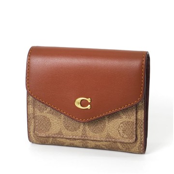 COACH 專櫃款荖花按釦撞色短夾