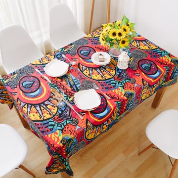 復古酒吧咖啡廳餐廳美術畫室東南亞民族風桌布布藝棉麻花布茶幾布