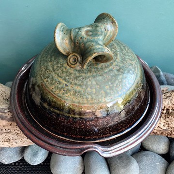 特殊造型天目釉燒芝士奶油盤或當湯碗使用二件組 芝士奶油盤 湯碗