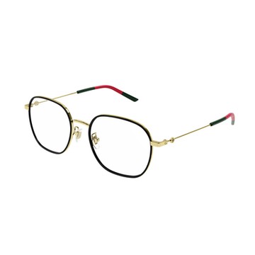 GUCCI | 雙G標誌學院風威靈頓框眼鏡 黑金/綠紅