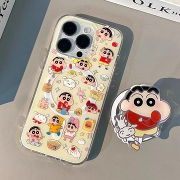 可愛蠟筆小新磁吸支架iPhone17promax/16/15PRO蘋果14/13/12/11手機殼XS