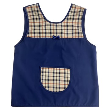 日系小蝴蝶結網格款輕便圍兜 -8號  深藍色  1件