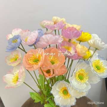 今天買明天到】5虞美人仿真花家居裝飾絹花客廳軟裝婚禮攝影道具罌粟花仿真虞美人 UQCI