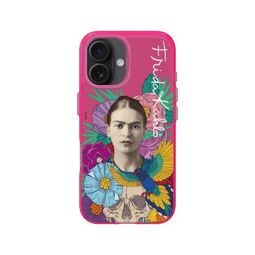 iPhone 16 Clear 粉漾桃 - Frida Kahlo - 卡蘿與鸚鵡