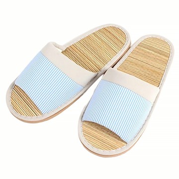 8036線條室內蓆拖鞋 鞋面-布 中底-藺草 大底-乙烯醋酸乙烯酯共聚合物  28  藍色  1雙