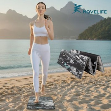 【MOVELIFE】折疊慢跑墊/運動墊/跳繩墊(60x42cmx12mm)-黑色迷彩