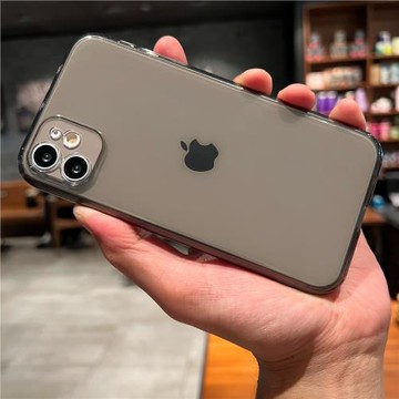 黑色手機一定要試試高級圓潤圓邊果凍冷淡風黑灰色透明適用iPhone11十一手機殼蘋果11promax軟殼全包防摔硅膠