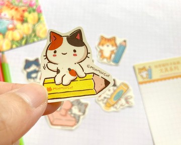 秘密貓小貼紙包-文具系列 防水貼紙