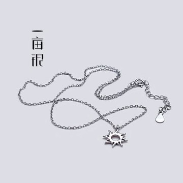 一畝銀S925純銀太陽花鏤空吊墜項鏈甜美時尚個性男女情侶禮物飾品