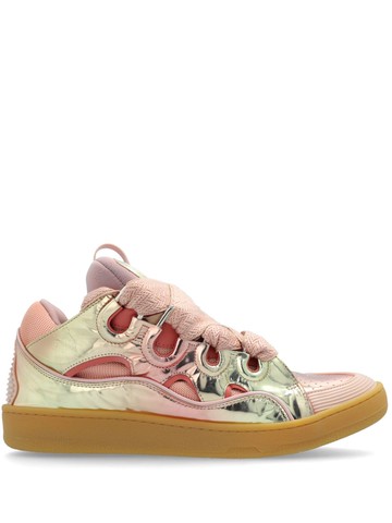 Lanvin - Curb metallic leather sneakers - women - Bos Taurus/Rubber/Polyamide/Polyester/Polyester - 41 - Pink
