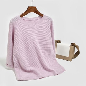 絨喆秋冬新款羊絨衫女士羊絨短袖半袖寬松毛衣針織打底衫上衣E58