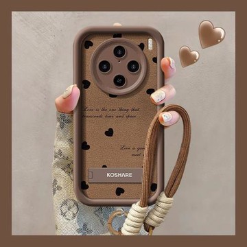 美拉德滿屏愛心帶掛繩適用vivox300手機殼x200pro秋冬x90s女神x100s小眾s19支架18P防摔小羊皮x70硅膠60創意