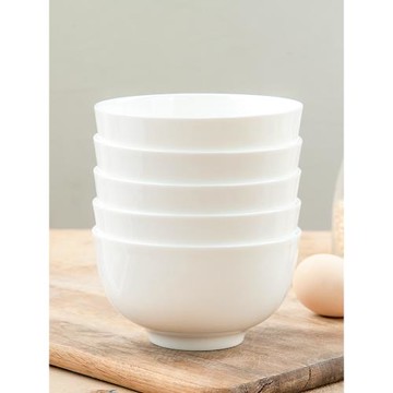 純白骨瓷飯碗8個組合家用陶瓷簡約餐具套裝防燙高腳碗5英寸米飯碗
