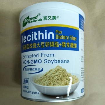 喜又美 非基因改造大豆卵磷脂+膳食纖維 12瓶 (300公克/瓶) 全素 細顆粒 高纖 非基改黃豆