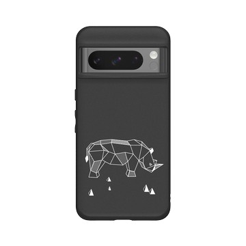 Pixel 8 Pro SolidSuit 黑 - Animal Silhouette / 動物剪影 - 幾何-動物系列/犀牛