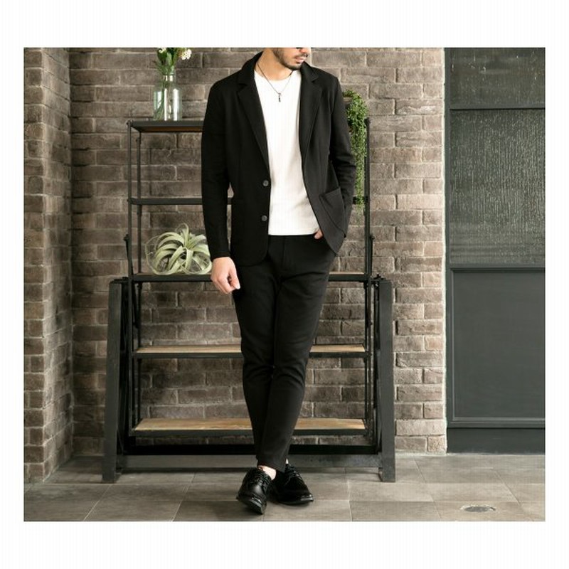 セットアップ メンズ スーツ 上下セット カルゼ織り スウェット ストレッチ 無地 テーラードジャケット テーパードパンツ 通販 Lineポイント最大0 5 Get Lineショッピング