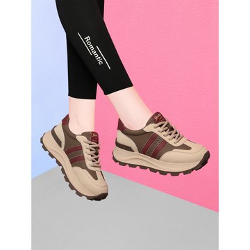 真皮透氣厚底增高百搭休閑運動鞋2025爆款新款軟底不累腳阿甘女鞋