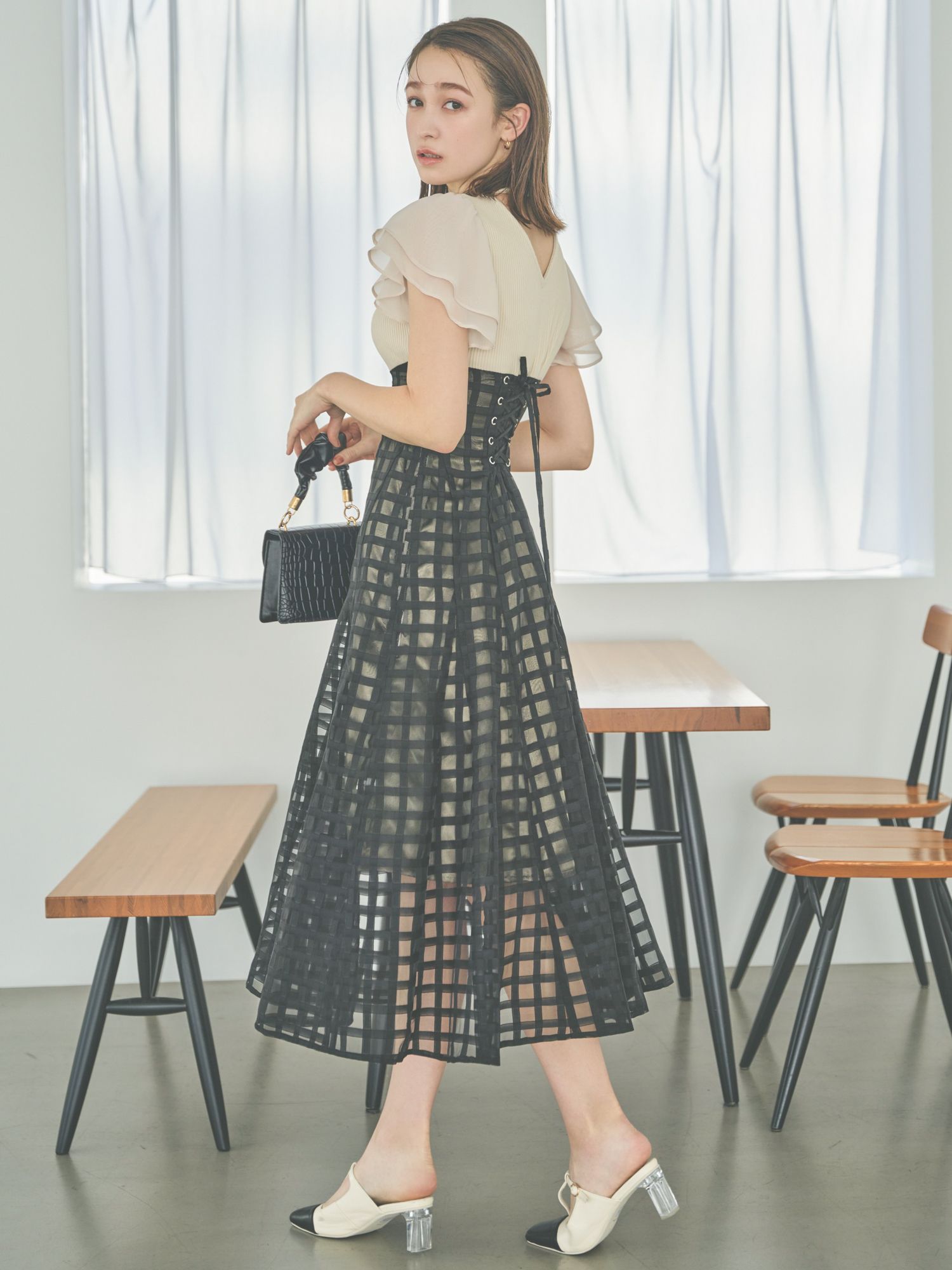 dazzlin シアーチェックコルセットワンピース 通販 LINEポイント最大GET LINEショッピング