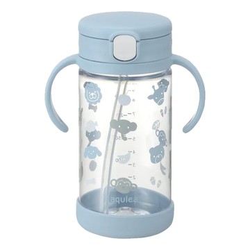 Richell 利其爾 AQ水杯 含底座 仿玻璃塑膠材質耐高溫 把手設計方便抓握  320ml  1個  萌寵攻略 藍色