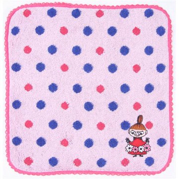 小不點 粉紅 毛巾 25×25cm 方巾 手帕 藍紅 圓點 嚕嚕咪 Moomins 日貨 正版 授權 J00030217