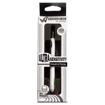 Ultra sensitivity 按壓式防刮觸控筆 專利導電纖維布 適用於平板電腦和行動電話  時尚白  1個