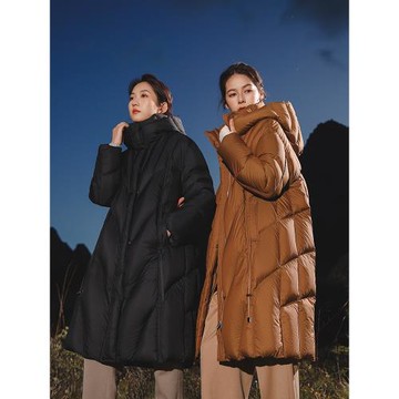 中國羽物秋冬新款超厚保暖御寒外套長款時尚過膝羽絨服女95白鴨絨