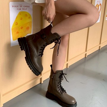 【現貨】厚底馬丁靴 綁帶 扣環 軍靴 騎士靴 女鞋 大尺碼 靴 G121