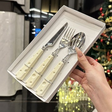 輕奢高檔不銹鋼牛排餐高顔值刀叉勺套裝西餐餐具全套奶酪三件套