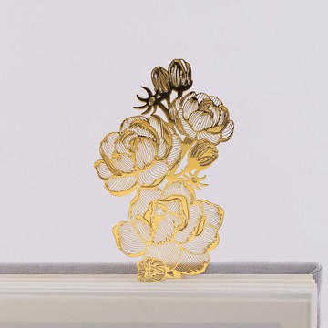 手心裡旅入花間茉莉金屬書簽黃銅鍍 18K 金文創送老師朋友生日禮物