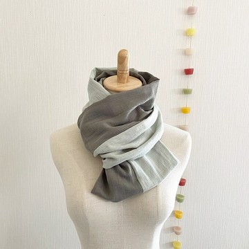 2WAY 日本製造 柔軟夢幻的高品質雙層紗布 攤位雙色薄荷綠灰