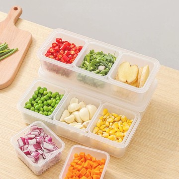 蔥薑蒜三格雙層瀝水保鮮盒-3入 單一規格