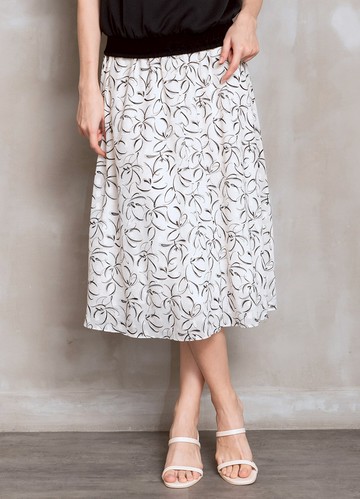 活亮揮灑印花鬆緊腰圓裙