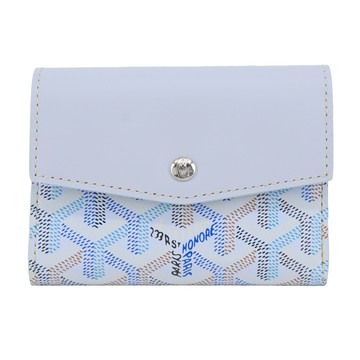 GOYARD 拼接塗料帆布三折短夾-極地藍