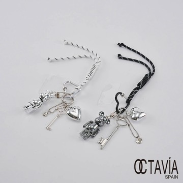 OCTAVIA 8 暴力小熊 愛心KEY幸運繩手機包包吊飾-白銀