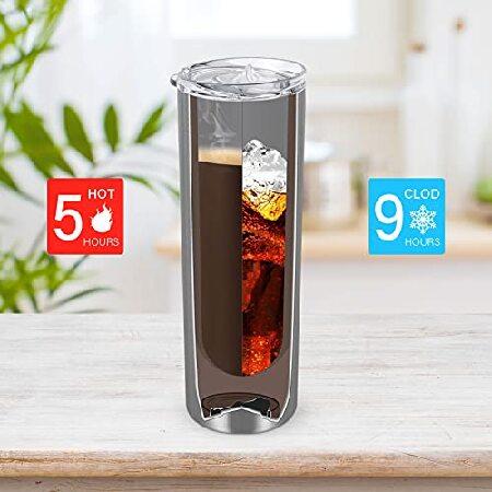 Pack Stainless Steel Skinny Tumblers, Insulated Travel Tumblers, 20 Oz Slim Water Tumbler Cup, Double Wall Insulated Tumbler with Lid and 並行輸入品