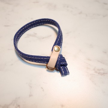 貓 項圈 限量 夏季小銀河 深藍 點點 附鈴鐺 植楺皮 可另加購吊牌