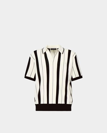 DOLCE&GABBANA  直紋V領Polo衫 - L