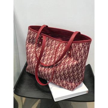 紅色包包女結婚包2025新款高級感大容量帆布單肩托特包婚禮新娘包