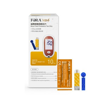 來而康  【短效出清】FORA MD6  福爾 總膽固醇試片 (未滅菌) 總膽固醇試片 10片+採血針10支 (TD-4172B藍芽版主機使用)